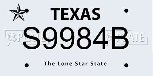 S9984B Texas License Plate