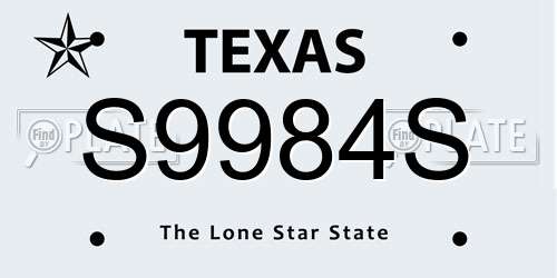 S9984S Texas License Plate