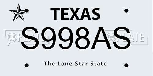 S998AS Texas License Plate