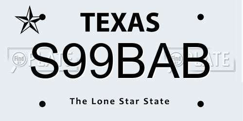 S99BAB Texas License Plate