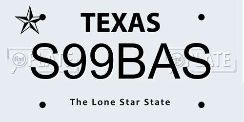 S99BAS Texas License Plate