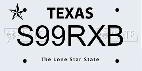 S99RXB Texas License Plate