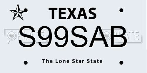 S99SAB Texas License Plate