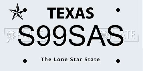 S99SAS Texas License Plate