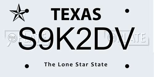 S9K2DV Texas License Plate