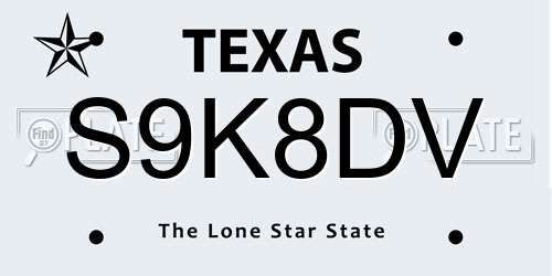 S9K8DV Texas License Plate