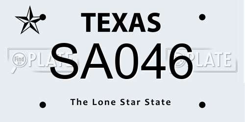 SA046 Texas License Plate