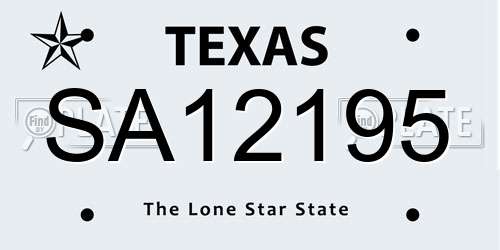 SA12195 Texas License Plate