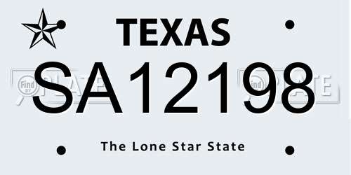 SA12198 Texas License Plate