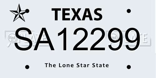SA12299 Texas License Plate