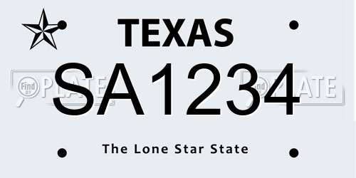 SA1234 Texas License Plate