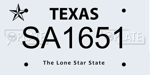 SA1651 Texas License Plate