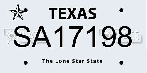 SA17198 Texas License Plate