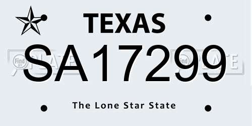 SA17299 Texas License Plate