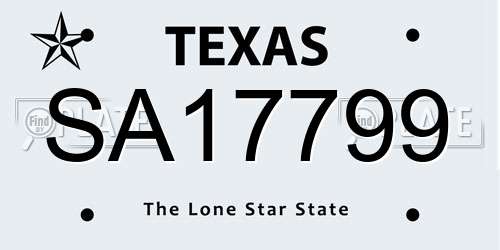 SA17799 Texas License Plate