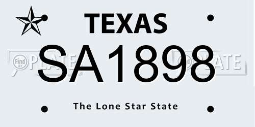 SA1898 Texas License Plate