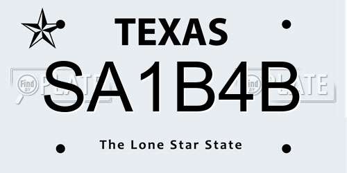 SA1B4B Texas License Plate