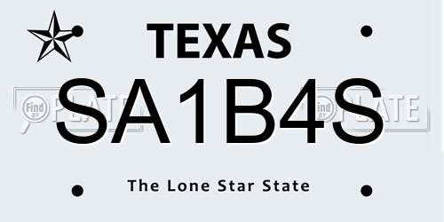 SA1B4S Texas License Plate