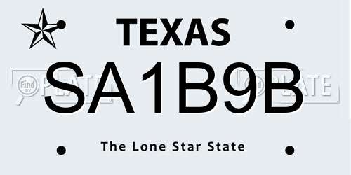 SA1B9B Texas License Plate