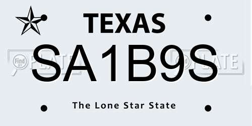 SA1B9S Texas License Plate