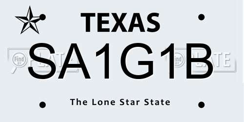 SA1G1B Texas License Plate