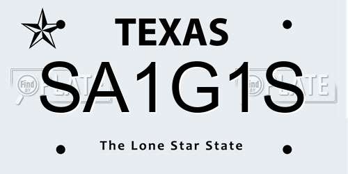 SA1G1S Texas License Plate