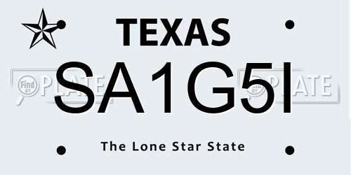 SA1G5I Texas License Plate