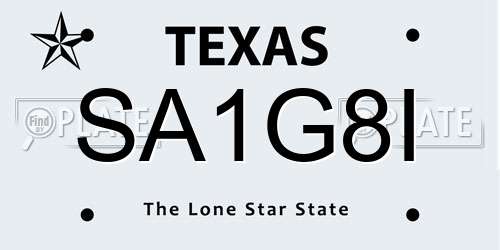 SA1G8I Texas License Plate