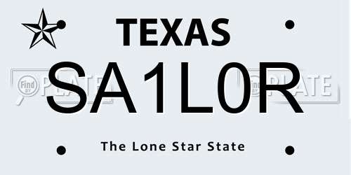 SA1L0R Texas License Plate