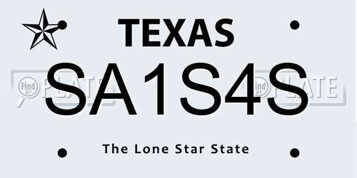 SA1S4S Texas License Plate