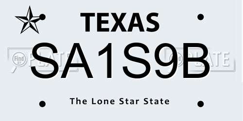 SA1S9B Texas License Plate