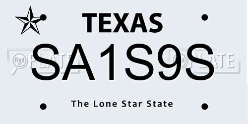 SA1S9S Texas License Plate