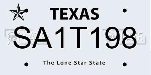 SA1T198 Texas License Plate