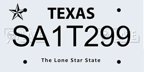 SA1T299 Texas License Plate