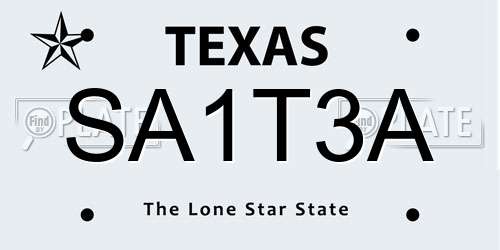 SA1T3A Texas License Plate