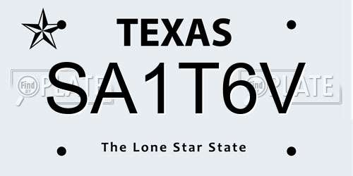 SA1T6V Texas License Plate