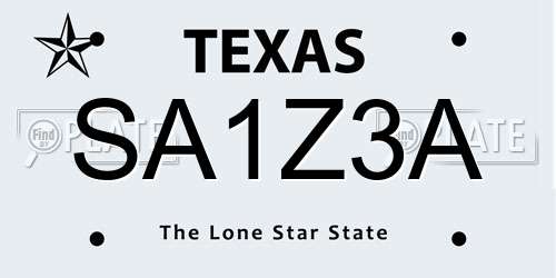 SA1Z3A Texas License Plate