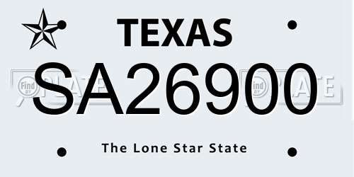 SA26900 Texas License Plate