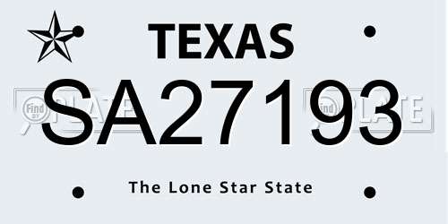 SA27193 Texas License Plate
