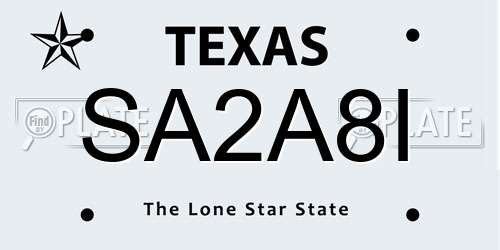 SA2A8I Texas License Plate