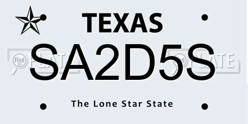 SA2D5S Texas License Plate