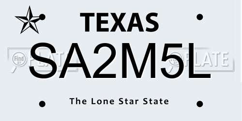 SA2M5L Texas License Plate