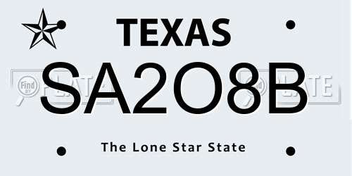 SA2O8B Texas License Plate