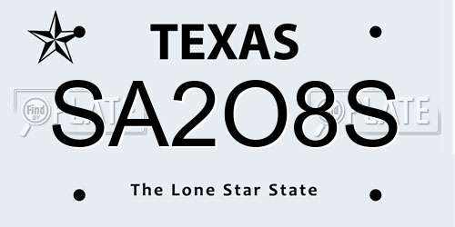 SA2O8S Texas License Plate