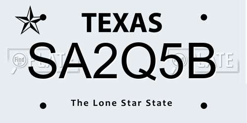 SA2Q5B Texas License Plate
