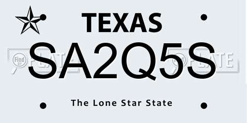 SA2Q5S Texas License Plate