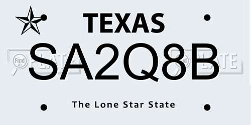 SA2Q8B Texas License Plate