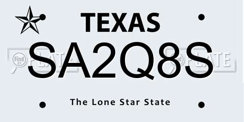 SA2Q8S Texas License Plate