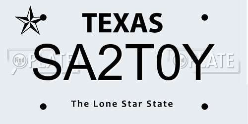 SA2T0Y Texas License Plate