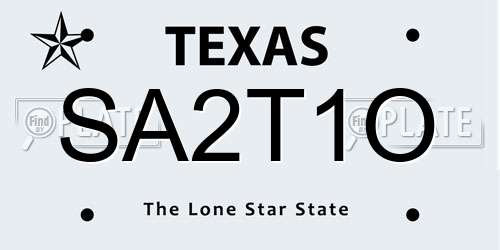 SA2T1O Texas License Plate